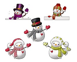 5个彩色圣诞雪人元素