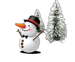 卡通雪人圣誕樹元素