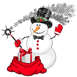 發(fā)禮物的卡通圣誕雪人元素