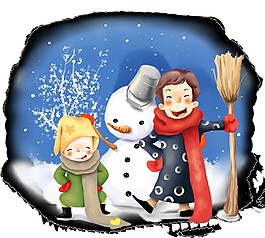 可愛(ài)圣誕雪人裝飾元素