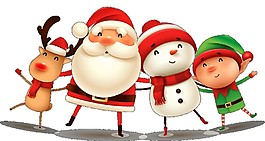 卡通圣誕老人雪人裝飾元素