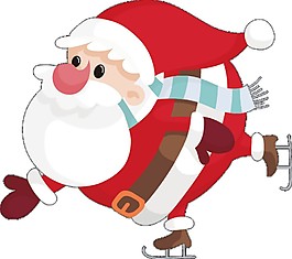 滑雪的卡通圣誕老人元素