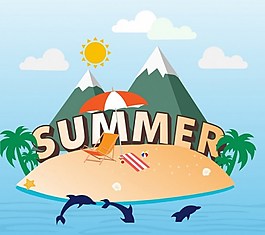 海島上度假矢量夏季廣告背景