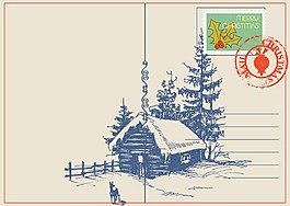 圣誕復(fù)古后的模板ai矢量