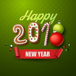 2018年快樂新年綠色背景矢量