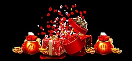 紅色新年禮盒裝飾素材