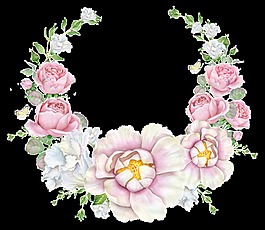 手绘淡雅粉色花朵png透明素材