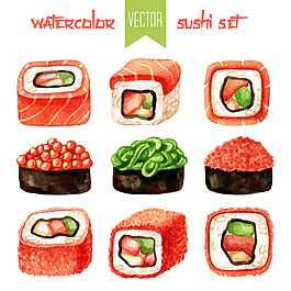 手绘美味寿司插画