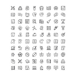 80枚學校元素涂鴉圖標