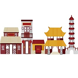 手繪中國建筑元素