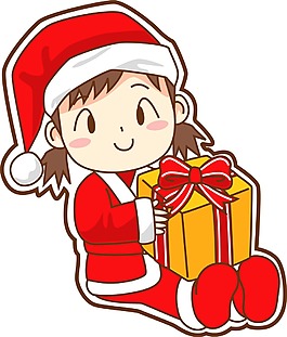 手繪圣誕女孩元素