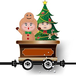 手繪火車圣誕樹元素