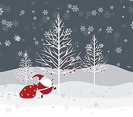 雪地里的圣诞老人插画