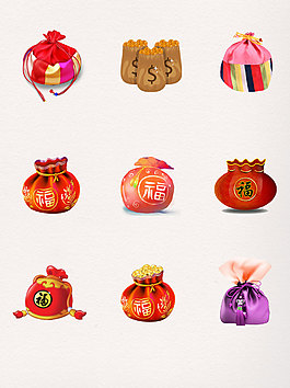 新年金幣福袋PNG素材