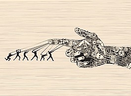 創(chuàng)意時(shí)尚齒輪手勢(shì)插畫