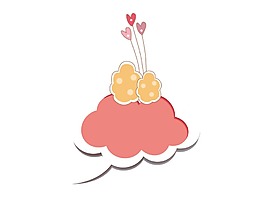 手繪云朵心形元素