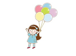 可爱女孩气球元素