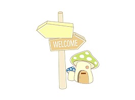 手繪路標小屋元素