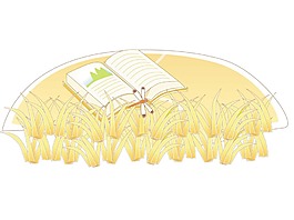 手繪麥田書本元素