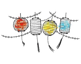 春節(jié)線(xiàn)條燈籠元素