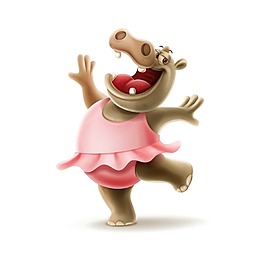 可愛河馬芭蕾元素