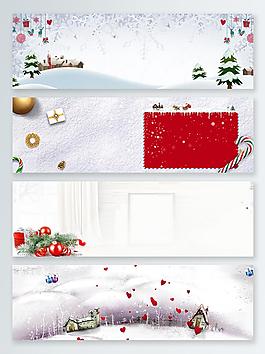 白雪皑皑圣诞装饰banner背景