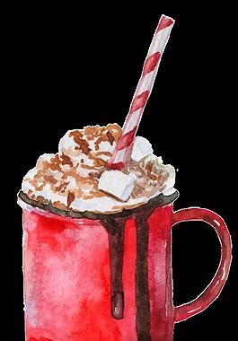 手繪冬日溫暖咖啡png透明素材