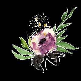 水紫花蕊透明裝飾素材