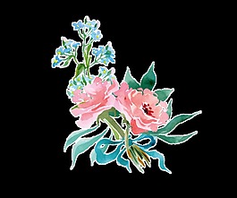 燦爛花束透明裝飾素材