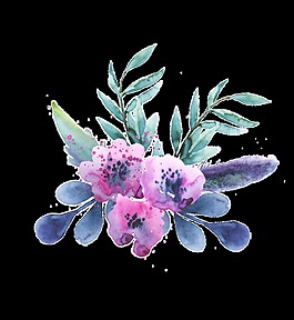 紛紫花叢透明裝飾素材