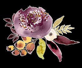 水紫花蕊透明裝飾素材