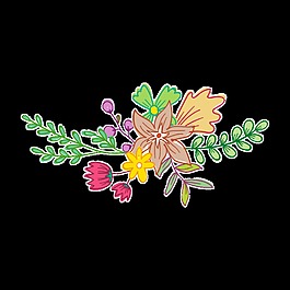 精致水彩花卉透明裝飾素材