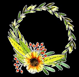花黃枝葉透明裝飾素材