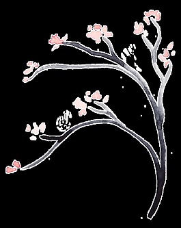 簡(jiǎn)約樹(shù)枝花卉透明裝飾素材