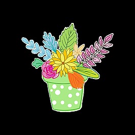 綠色波點花盆透明裝飾素材