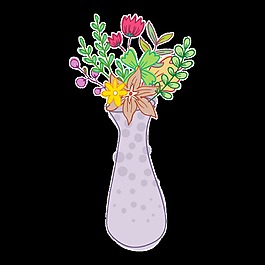 清新卡通花瓶透明裝飾素材