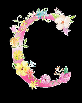 花卉字母透明裝飾素材