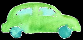 綠色水彩轎車透明裝飾素材