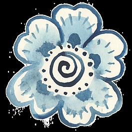 可愛藍色花卉透明裝飾素材