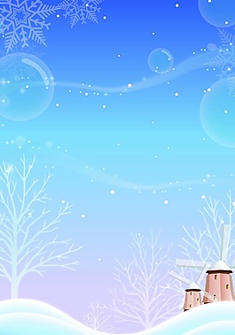 卡通圣誕節夜景插畫背景