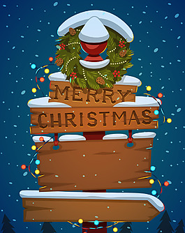 矢量圣誕節(jié)卡通木板指引牌背景