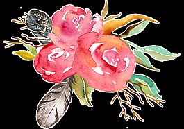 酒紅花叢透明裝飾素材
