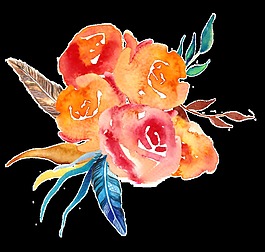 橙黃花叢透明裝飾素材