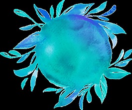 綠藍(lán)花球透明裝飾素材