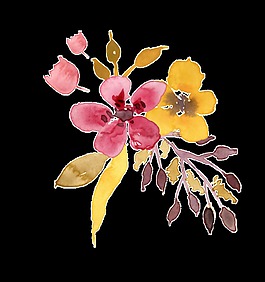 水墨花枝透明裝飾素材