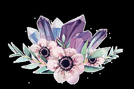水晶花叢透明裝飾素材