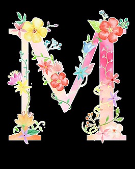 粉花字母透明裝飾素材