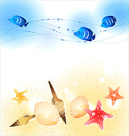 沙灘海邊插畫(huà)背景