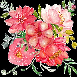 酒紅花蕊透明裝飾素材