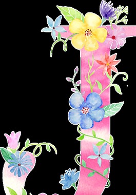 粉花字母透明裝飾素材